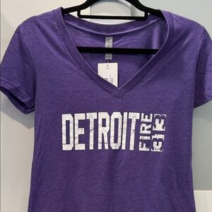 Purple V-Neck Graphic Tee